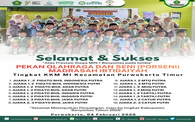 MIN 1 Banyumas Borong Juara di Ajang PORSENI MI Kecamatan Purwokerto Timur